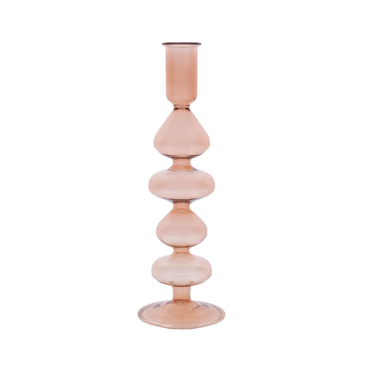 Glass Candlestick Coral