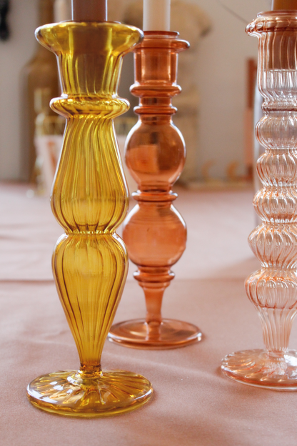 Glass Candlestick Blush