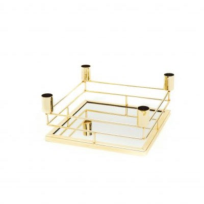 Candle Holder 4-arms Gold & Black