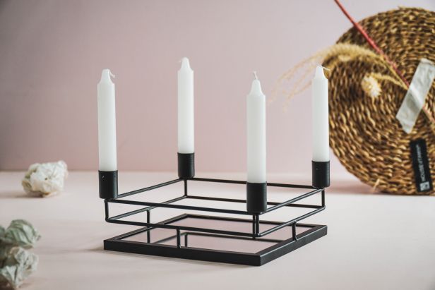 Candle Holder 4-arms Gold & Black